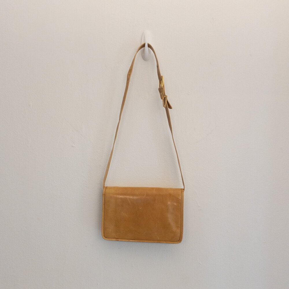 Vintage Caggiano Cognac Italian Leather Crossbody Purse | Made in Italy - Picture 2 of 4